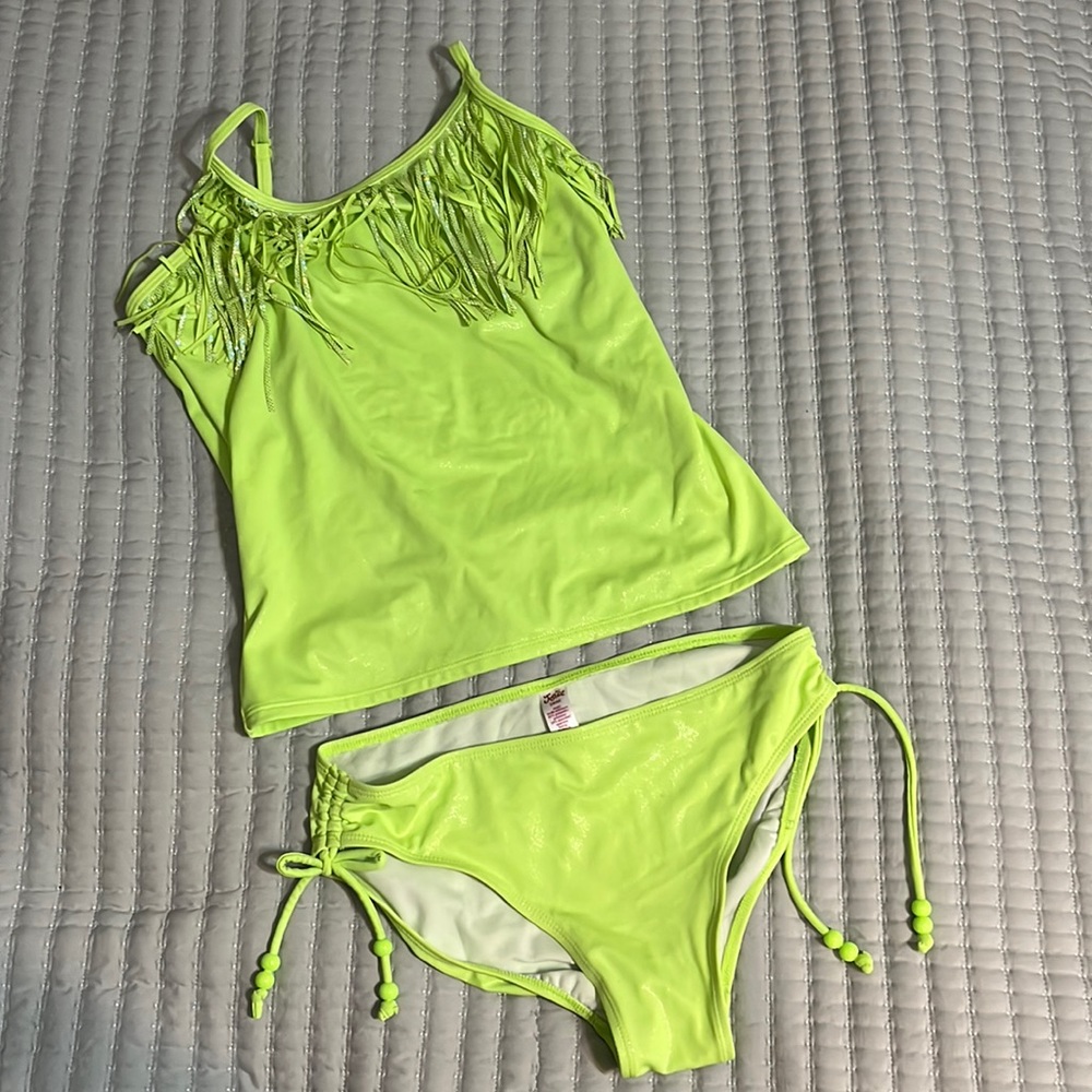 Neon Green Justice Tankini Swim Suit